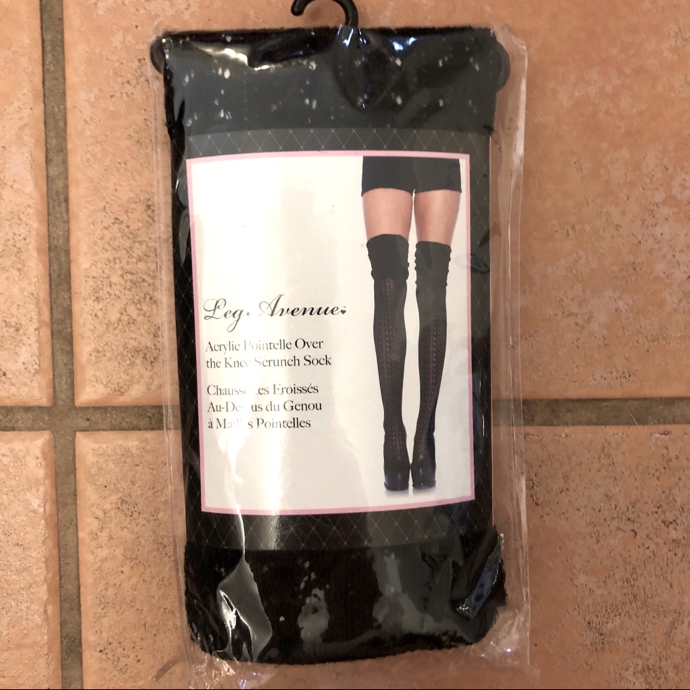 NWT Leg Avenue Black Thigh High Socks ONESIZE